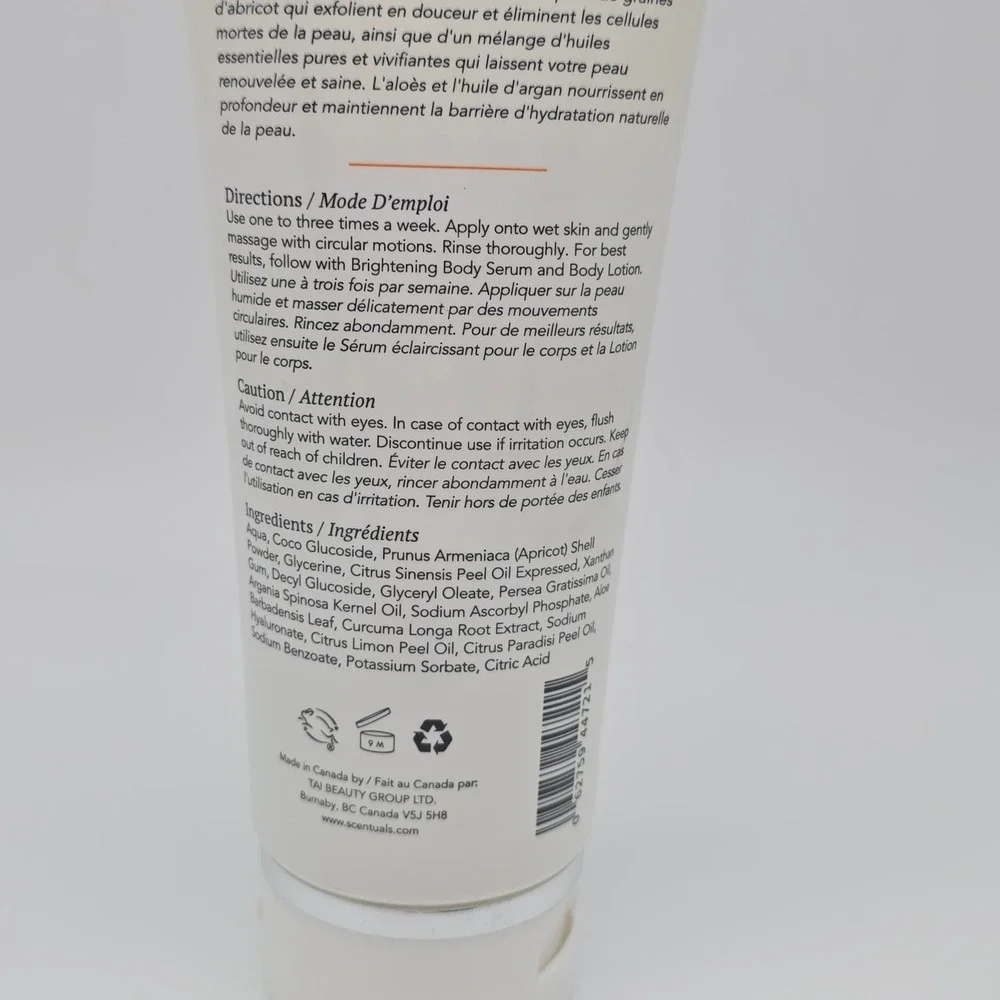 Scentuals Brightening Body Scrub 200ml Vitamin C Hyaluronic Acid Natural Organic